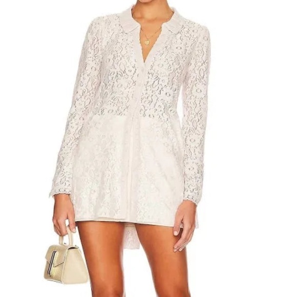 Free People Heather Lace Swing Hem Tunic | Boho Romantic Button Front Top Small - Picture 2 of 4